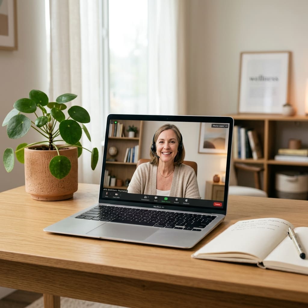 Telehealth video consultation for online weight loss treatment